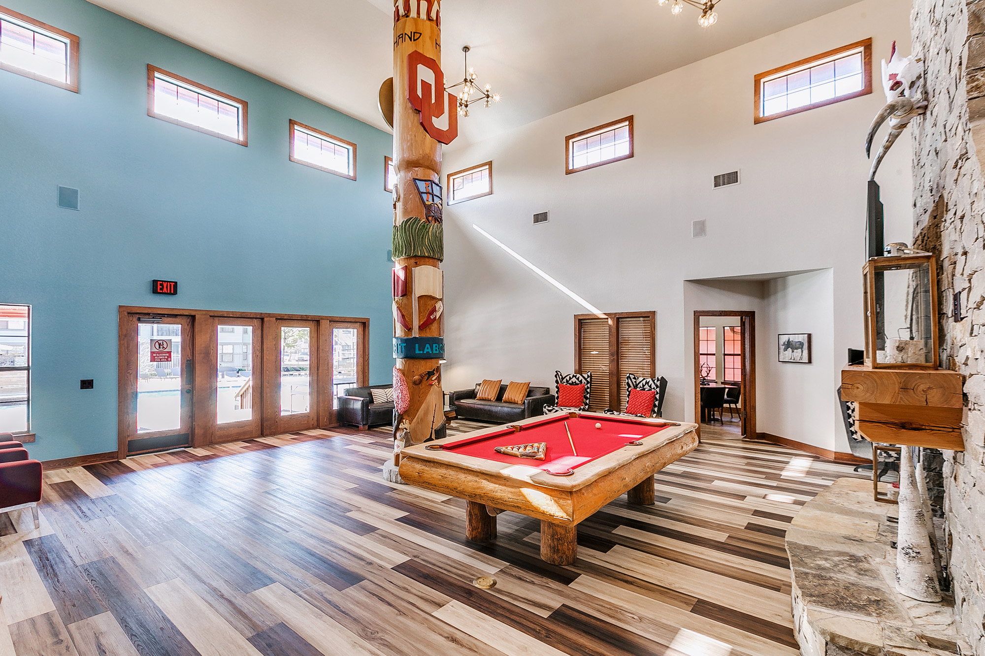 a pool table in a room