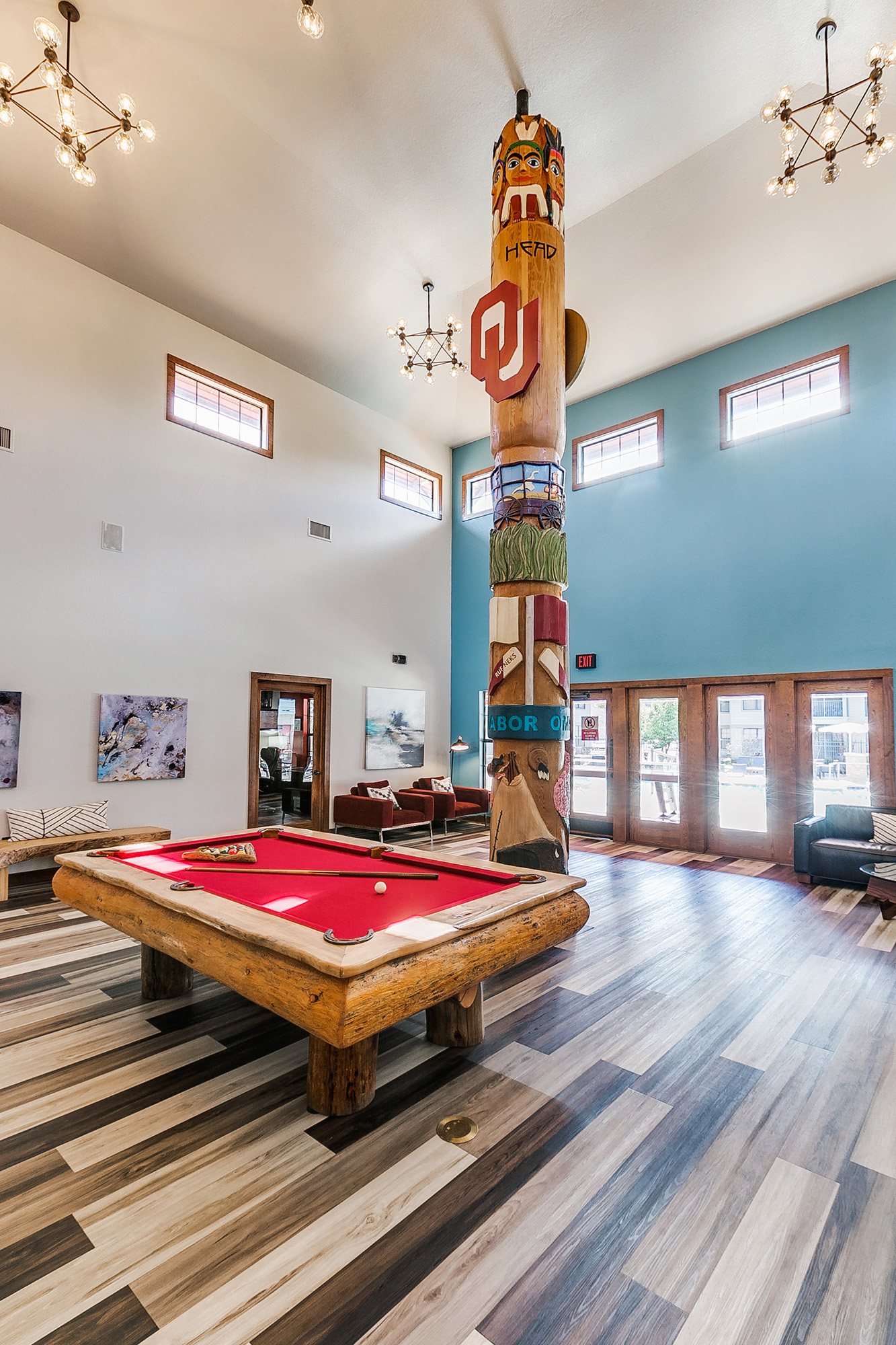 a pool table in a room